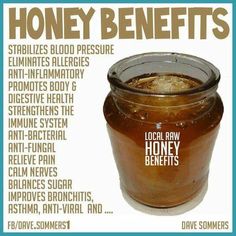 a jar of honey with the words honey benefits