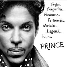 a man with a scarf around his neck and the words prince above him are in black and white