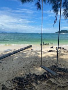 the beach is clean and ready to be used for swimming or playing in the water