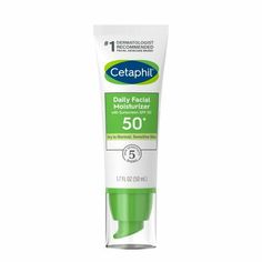 Cetaphil Daily Facial Moisturizer Broad Spectrum SPF50, Fragrance Free, 1.7 Fl Oz (Packaging may vary) DESCRIPTION: Give your skin the tender loving care it deserves with use of this Cetaphil Daily Facial Moisturizer with Broad Spectrum SPF 50. It's specially formulated for those with super sensitive skin. This Cetaphil SPF 50 facial cream is designed to absorb quickly but keeps you hydrated for eight hours. Its micronized titanium dioxide content will leave no filmy white residue behind. It's f Cetaphil Sunscreen Spf 50, Cetaphil Spf 50, Skin Care Moisturizer Products, Moisturizer Cetaphil, Cetaphil Sunscreen, Best Drugstore Face Moisturizer, Haunting Adaline, Cetaphil Daily Facial Moisturizer, Cetaphil Moisturizer