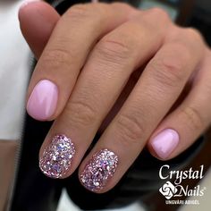 Fairy Glitter, Short Nail Manicure, Rose Fairy, Pink Glitter Nails, Magic Nails, Happy Nails, Simple Gel Nails, Rose Nails, Nails Only