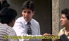 two men are talking to each other with the caption that says, 50 ruya kaat overeating ka