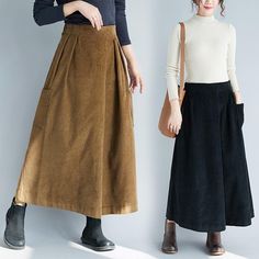 Material: Cotton Size: XL (100-140 kg) XXL (140-180 kg) Fabric: Corduroy Style: Commuter Commuting: Korean women's pants Waist height: high waist Color classification: brown black XL： Waist: 68 cm 26.77 " Length： 87 cm 34.25 " Front crotch: 37.5 cm 14.76 " Leg circumference: 53 cm 20.87 " XXL： Waist: 70 cm 27.56 " Length： 88 cm 34.65 " Front crotch: 38 cm 14.96 " Leg circumference: 54 cm 21.26 " Knit Sweater Coat, High Waist Wide Leg Pants, Stylish Work Outfits, Corduroy Skirt, Pantalon Large, Samara, Sweater Coats, Skirt Outfits, Wide Leg Trousers