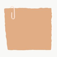 an orange piece of paper with a white hook hanging from it's end, on a white background