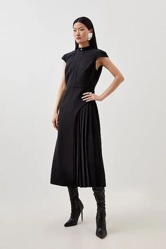 Formal Dresses | Occasion Dresses & Evening Gowns | Karen Millen Dark Uniform, Petite Work Outfits, Occasion Dresses Evening, Petite Wedding Guest Dresses, Dresses Occasion, Crepe Midi Dress, Outfits Petite, Petite Coat, Fall Outfits For Work