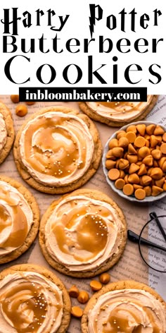 harry potter butterbeeer cookies with peanut butter on top