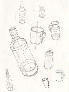 Bottle Drawings, Geometric Shapes Drawing, Basic Sketching