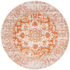 an orange and white rug on a white background