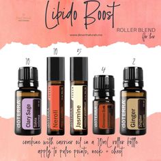 Roller Ball Recipes, Libido Essential Oils, Essential Oils Diffuser Blends, Massage Oils Recipe, Essential Oil Perfumes Recipes, Esential Oils, Libido Boost