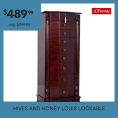 an advertisement for a jewelry cabinet with the price $ 489 99