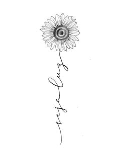 a drawing of a sunflower with the words happy on it's back side