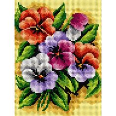 a cross stitch pattern with flowers on it