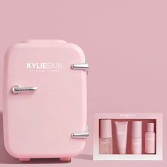 Mini Fridge Only. Fridge Color, Preppy Desk, Skincare Ideas, Skins Mini, Bday List, Kylie Skin, Blush Lipstick, Tinted Lip Gloss, Room Makeovers