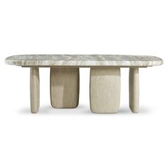 an oval marble table with three pedestals on each side and two smaller columns at the base