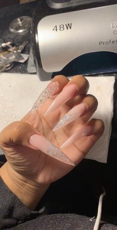 Xl Baddie Acrylic Nails, French Nails Glitter, Long Acrylic Nails Coffin, Exotic Nails, Long Square Acrylic Nails, Bling Acrylic Nails, Glam Nails, Square Acrylic Nails, Coffin Nails Designs