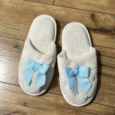 Brand New Never Worn, White And Baby Blue Slippers Size 56 Trendy Slippers, Ashley White, Blue Slippers, Laura Ashley, Old Money, Baby Blue, White Blue, Blue White, Color Blue