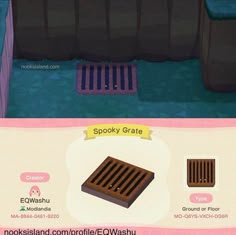 an animal crossing game screen showing the wooden grate in the floor and above ground