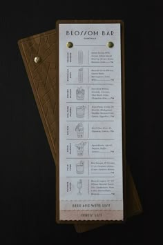 a menu with instructions on it sitting on a table