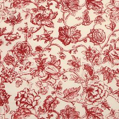 a red and white floral print fabric