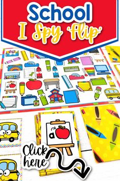 the back to school i spy flip game is shown