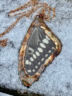 Real Emperor butterfly wing (ethically sourced preserved in resin with edges copper electroformed. Dangles from copper chain - no two are idential. Includes double knit jewelry bag (patterns vary).   Sourced from Arizona, created in Michigan. *Butterflies are from sustainable sources such as butterfly farms and aviaries. People in third world countries destroy habitats in order to plant mass crops for profit. Encouraging butterfly farming gives them the motivation to maintain insect populations Real Butterfly Jewelry, Chain And Bead Necklace, Michigan Butterflies, Emperor Butterfly, Wing Art, Butterfly Wing Jewelry, World Countries, Wing Jewelry, Knit Jewelry