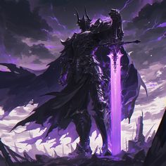 Shadow Paladin, Samurai Dnd Character, Void Knight, Giant Knight, Shadow Knight Art, Ice Knight, Purple Knight, Shadow Knight, Futuristic Tattoo