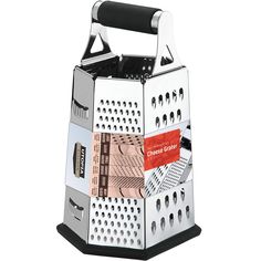 a grater with four different types of graters on it's sides