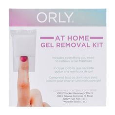 The ORLY At Home Gel Removal Kit is the perfect option for removing gel from your nails at home. The 3-step kit includes the following to make gel removal a breeze: 20 pocket removers, an ORLY nail file, and a wooden stick made for pushing excess gel off of the nail. Also included is the all purpose ORLY "Genius" remover, a dissolvant which can remove gel, lacquer, and hybrid materials from nails. Gel Removal, Lash Extension Mascara, Gel Nail Polish Remover, Gel Nail Removal, Sally Hansen Miracle Gel, Gel Nails At Home, Gel Couture, Essie Gel, Gel Mani