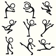 cartoon stick figures doing different activities