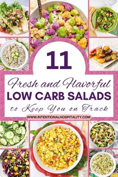 A variety of colorful low carb salads served in bowls and plates. Rainbow Cauliflower, Low Carb Salads, Wedge Salad, Low Carb Salad, Cauliflower Salad, Homemade Dressing, Italian Dressing, Food Trends, Low Carb