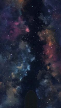 the night sky is filled with stars and clouds