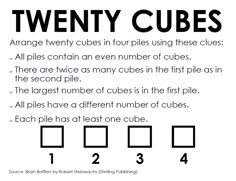 two twenty cubes are shown with numbers in the bottom left corner and one on the right