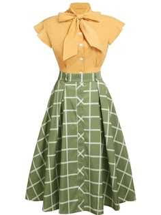 - Retro Stage, Blouse Skirt, Look Retro, Sequin Evening Dresses, Standard Dress, 1950s Style, 1920s Dress, Elegante Casual, Plaid Blouse