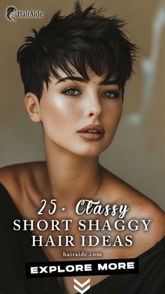 No-Fuss Short Hairstyles for Morning Rush Short Pixie Shag Haircut, Very Short Shag, Hair Shag, Shaggy Pixie Cuts