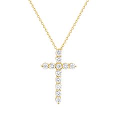 14K Diamond Cross Necklace – Baby Gold Luxury Diamond Accents Cross Necklace, Classic Luxury Yellow Gold Cross Necklace, Diamond Cross Necklace, Kids Necklace, Diamond Cross, Metal Crafts, Rose Gold Necklace, Necklace Sizes, Personalized Necklace