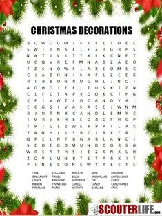 a christmas word search is shown in this image