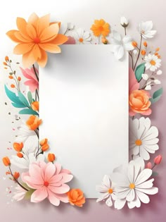 an empty sheet of paper surrounded by flowers