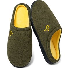 PRICES MAY VARY. ELEGANT EASE WITH EVERY STEP: Slide into comfort with our clog-style slippers for men featuring an easy on/off design and multiple color options. The soft knit upper keeps your feet cool, and the machine washable feature ensures easy care for a consistently fresh feel. CLOUD-LIKE COMFORT ANYTIME, ANYWHERE: Indulge in supreme comfort with our men’s indoor slippers’ memory foam insoles that mold to your foot's contours, providing a pillow-soft experience. Perfect for unwinding aft Casual Green Slippers With Soft Sole, Cheap Men's Slippers With Rubber Sole, Slippers For Guys Comfy, Comfy Mens Slippers, Comfortable Non-slip Foam Slippers, Clog Style, Indoor Shoes, Slippers For Men, Indoor Slippers