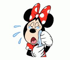 an image of minnie mouse talking on the phone with her mouth open and tongue out