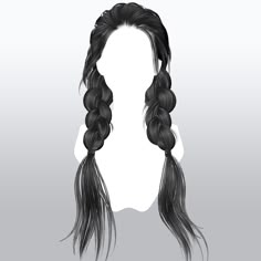 a drawing of a woman's head with long black hair and braids on it