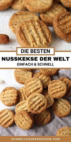 some cookies that are on top of each other with the words, die besten nusske der welt