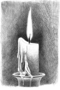 a drawing of a lit candle on top of a plate with the caption, drawing ideas pinterest