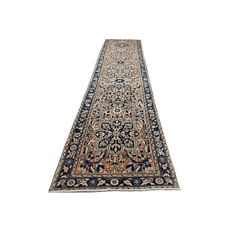 an antique persian runner rug on white background