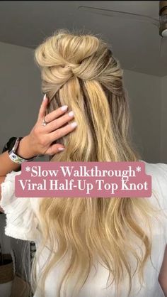 Top Knots For Long Hair, Long Hairstyles With Extensions, Half Up Top Knot, Nurse Hair, Diy Curls, Updo Easy, Half Up Bun, Braided Top Knots