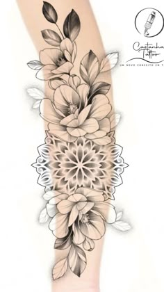 a woman's leg with flowers on it