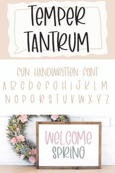 Temper Tantrum, Fun Handwritten font for cricut Handwritten Font Alphabet, Spring Fonts Alphabet, Cute Lettering Fonts Handwriting, Fun Logos, Cute Handwriting Fonts, Cute Fonts Alphabet, Spring Font, Temper Tantrum