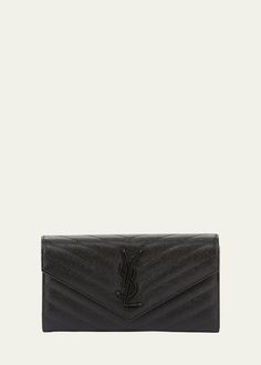 Get free shipping on Saint Laurent Cassandre Large YSL Quilted Flap Wallet at Bergdorf Goodman. Shop the latest luxury fashions from top designers. Classic Formal Wallet On Chain With Logo Plaque, Ysl Logo, One Coin, Saint Laurent Wallet, Letter Logo, Bergdorf Goodman, Top Designers, Calf Leather, Yves Saint Laurent