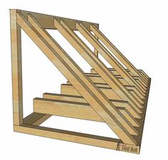 a wooden stair case is shown with the bottom section cut out and ready to be built