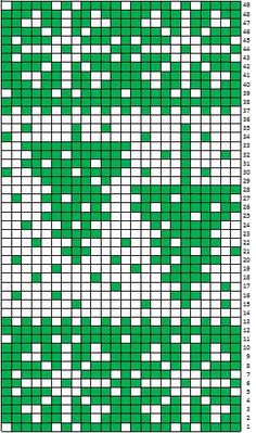 a cross stitch pattern with green and white squares