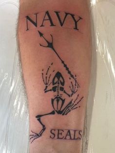 Navy Seals Tattoo, Navy Seabees Tattoo, Navy Related Tattoos, Frogman Tattoo, Navy Tattoo Ideas, Usn Navy Tattoo, Navy Seal Tattoos, Cap Sleeve Tattoos, Navy Seal Frogman Logo